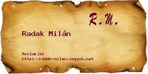 Radak Milán névjegykártya